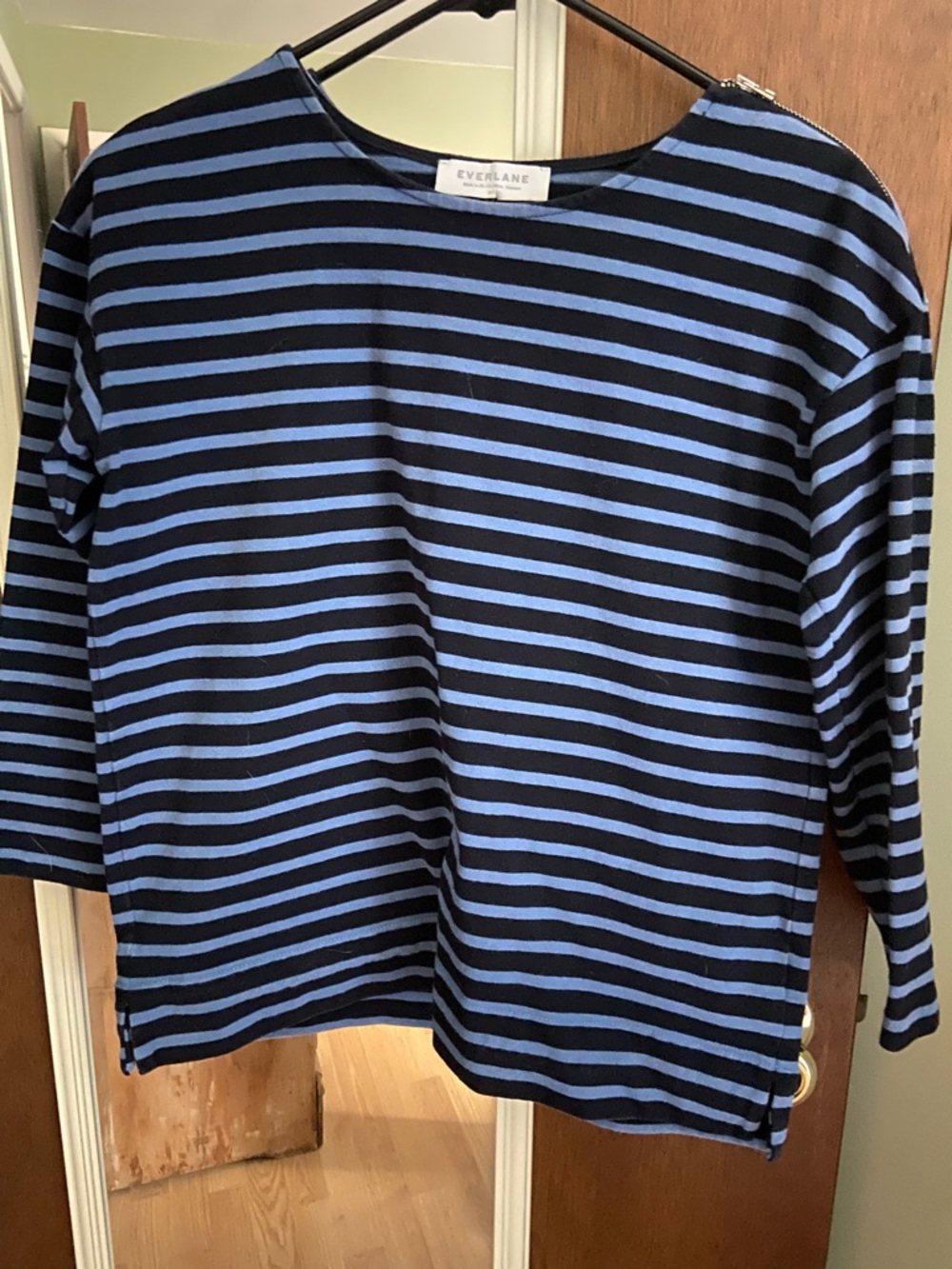 Everlane Navy Striped Boatneck Top